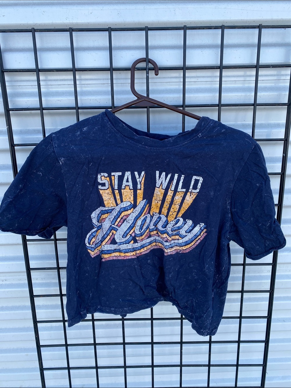 Ladies Navy 'Stay Wild Honey' Graphic Crop Top
